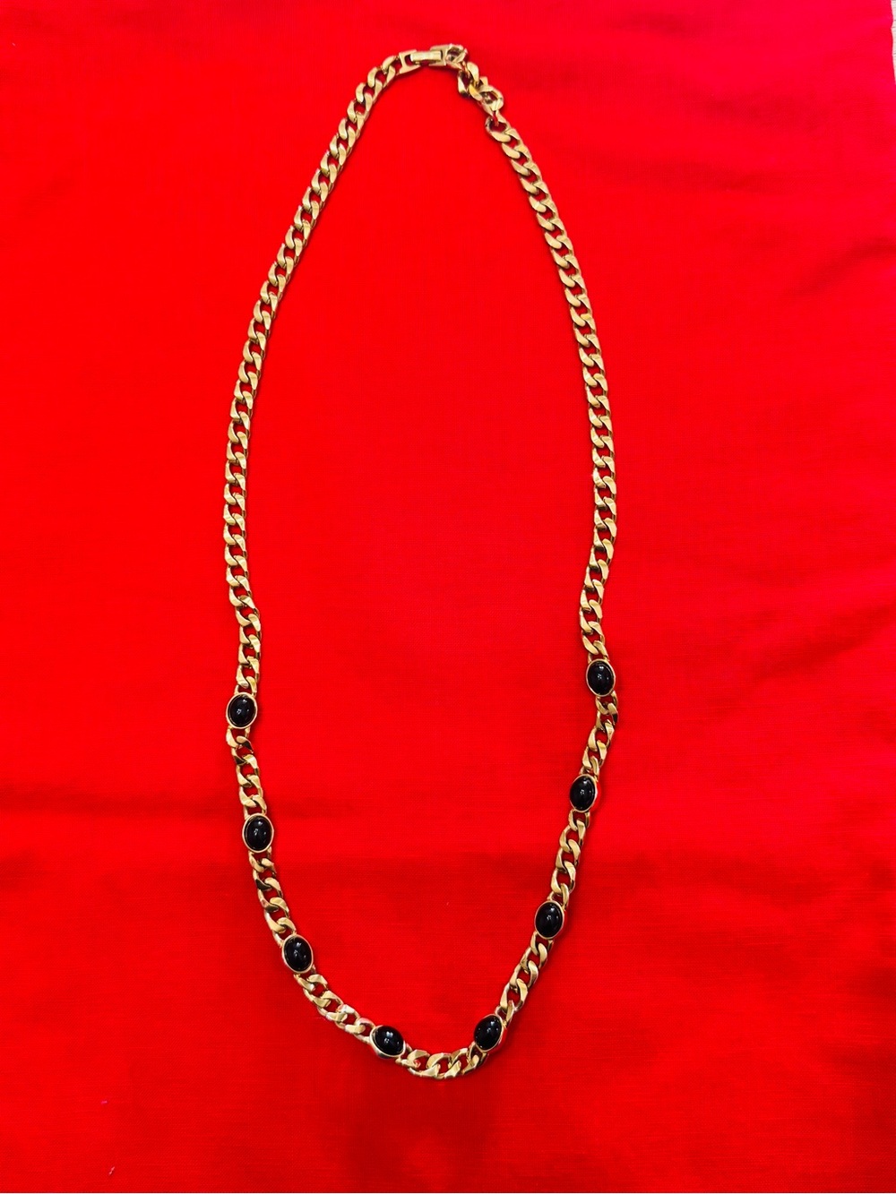 Monet Gold-Tone Black Beaded Necklace - Vintage
